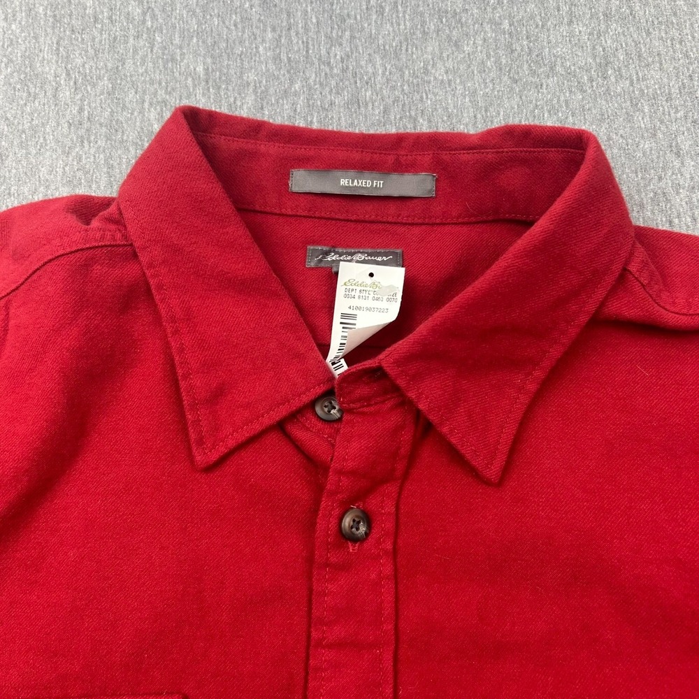 Eddie Bauer Relaxed Fit 2 Pocket Flannel Button Up Long Sleeve Shirt Mens XL Red - Picture 6 of 16